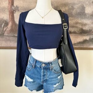Offline by Aerie Navy Square Neck Crop Top